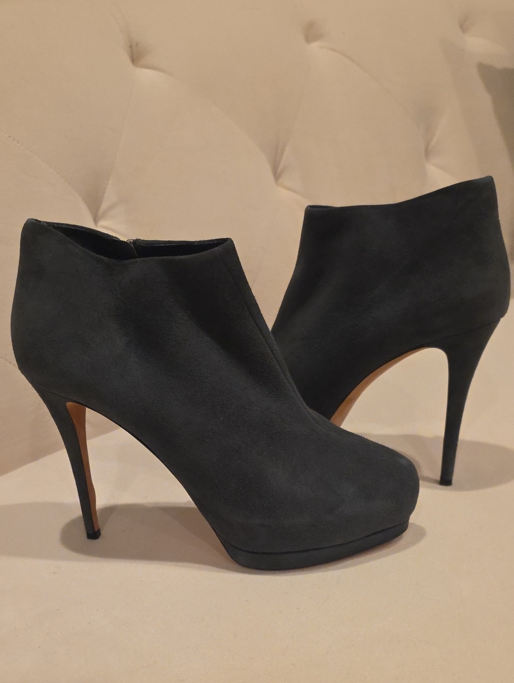 Giuseppe Zanotti Charcoal Suede Ankle Booties with High Stiletto Heel 5 In  41